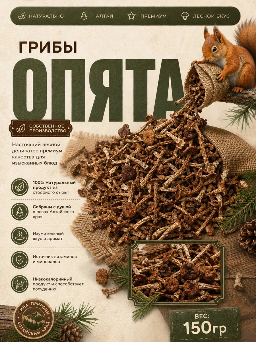 Опята грибы сушеные 150гр