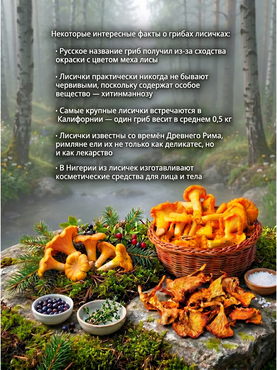 Грибы лисички сушеные 100г