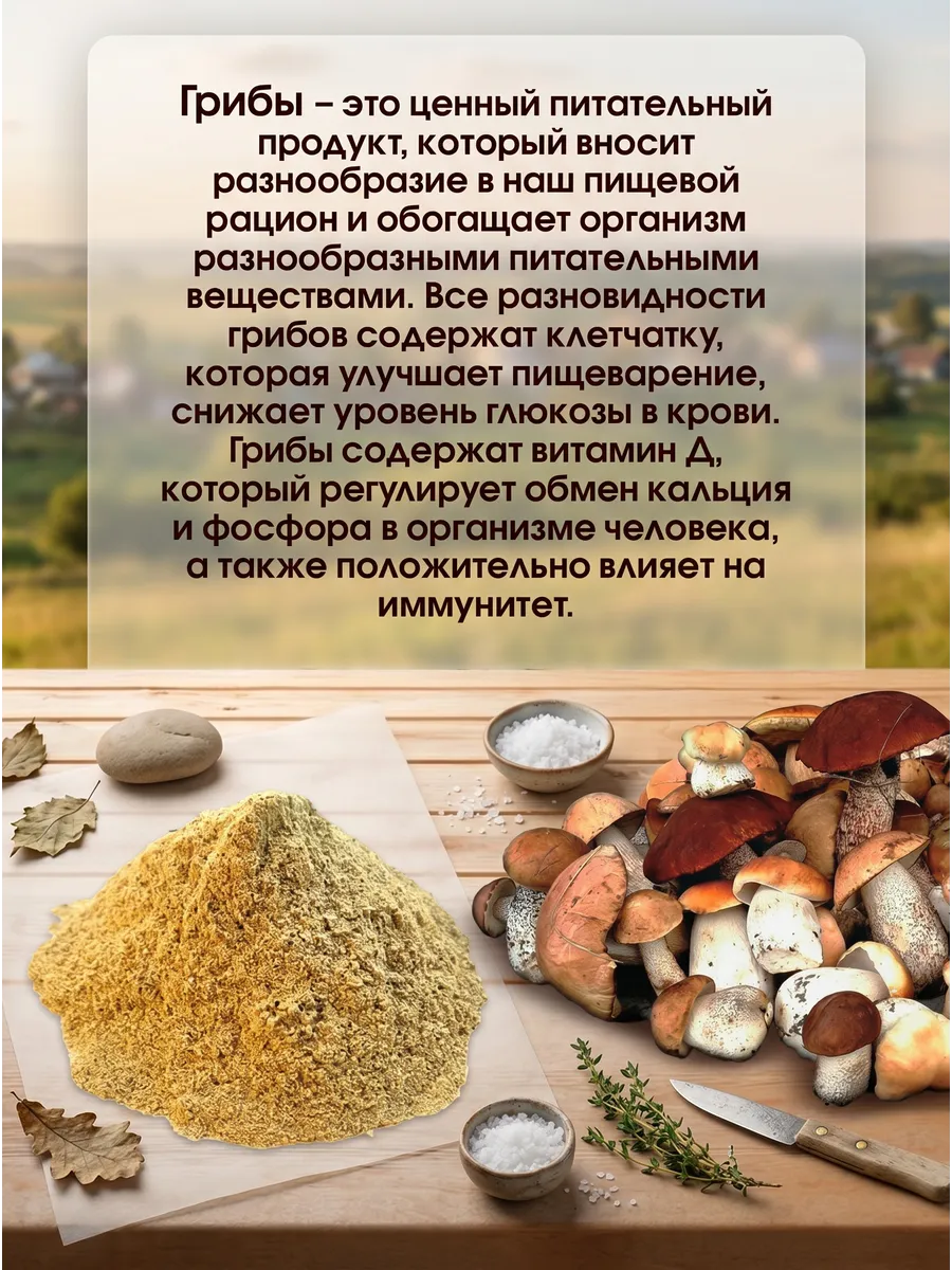 Грибы белые и лесные молотые 120г
