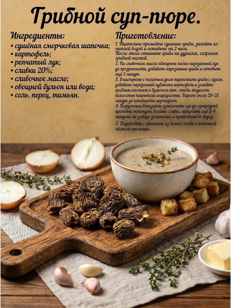 Сморчки (сморчковая шапочка) сушеная 80 гр